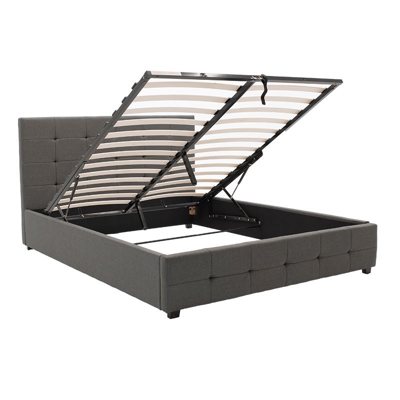 Κρεβάτι Roi pakoworld 160x200 ύφασμα ανθρακί + αποθηκευτικό χώρο - Image 3