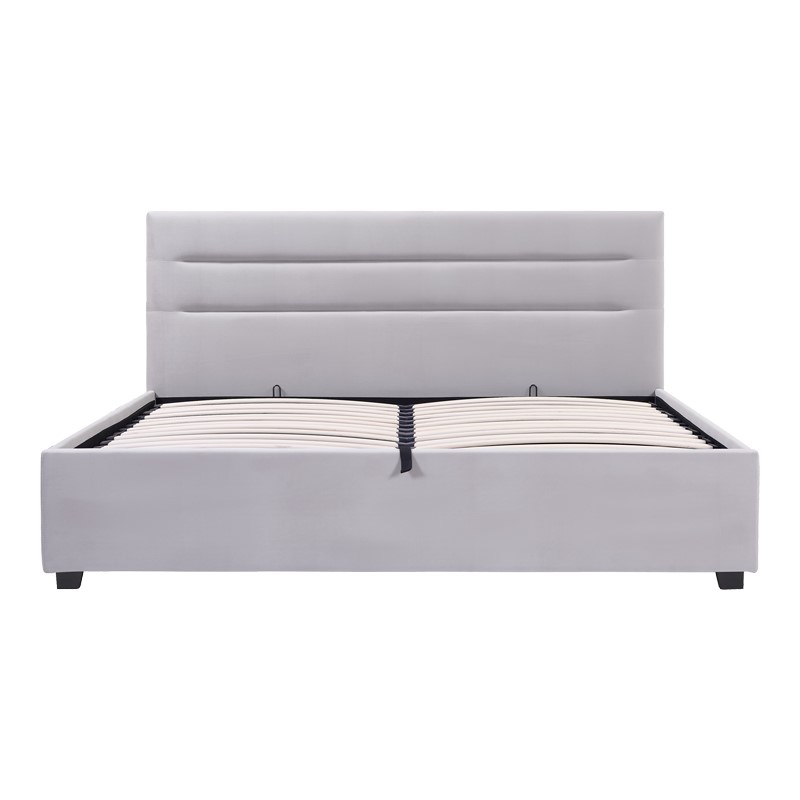 Κρεβάτι Molito pakoworld βελούδο σε γκρι απόχρωση με αποθηκευτικό χώρο160x200εκ - Image 3