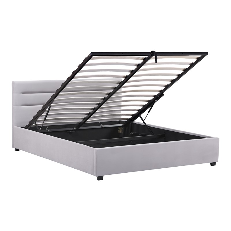 Κρεβάτι Molito pakoworld βελούδο σε γκρι απόχρωση με αποθηκευτικό χώρο160x200εκ - Image 4