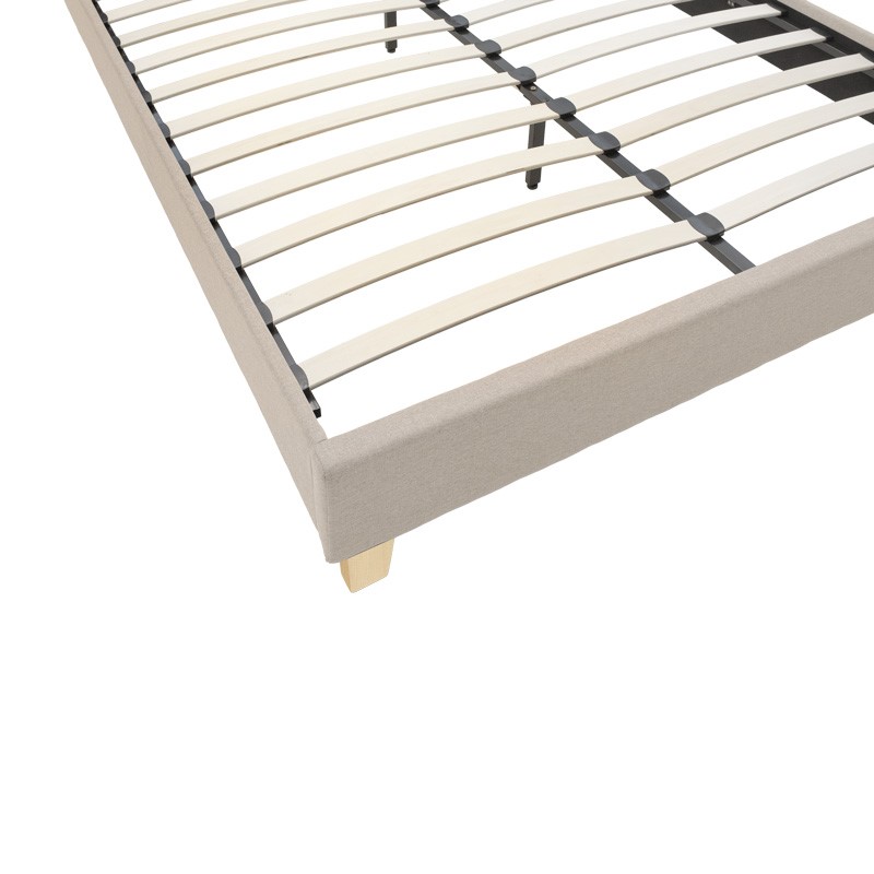 Κρεβάτι Mago pakoworld ύφασμα σε εκρού απόχρωση με φυσικό ξύλινο πόδι 140x200εκ - Image 4