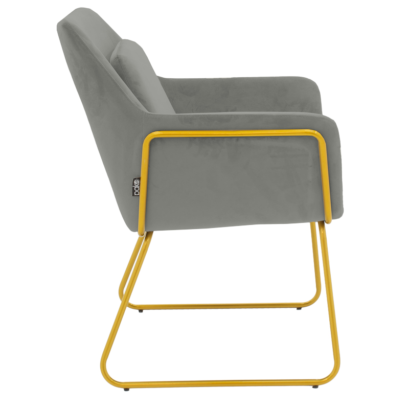 Πολυθρόνα Mira pakoworld βελούδο γκρι-χρυσό 65x69x86εκ - Image 3