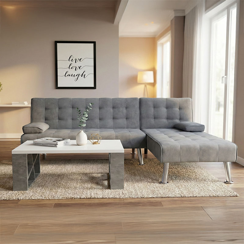 Γωνιακός καναπές-κρεβάτι αναστρέψιμος Brisk pakoworld ύφασμα με ανθρακί απόχρωση 200x146x75εκ