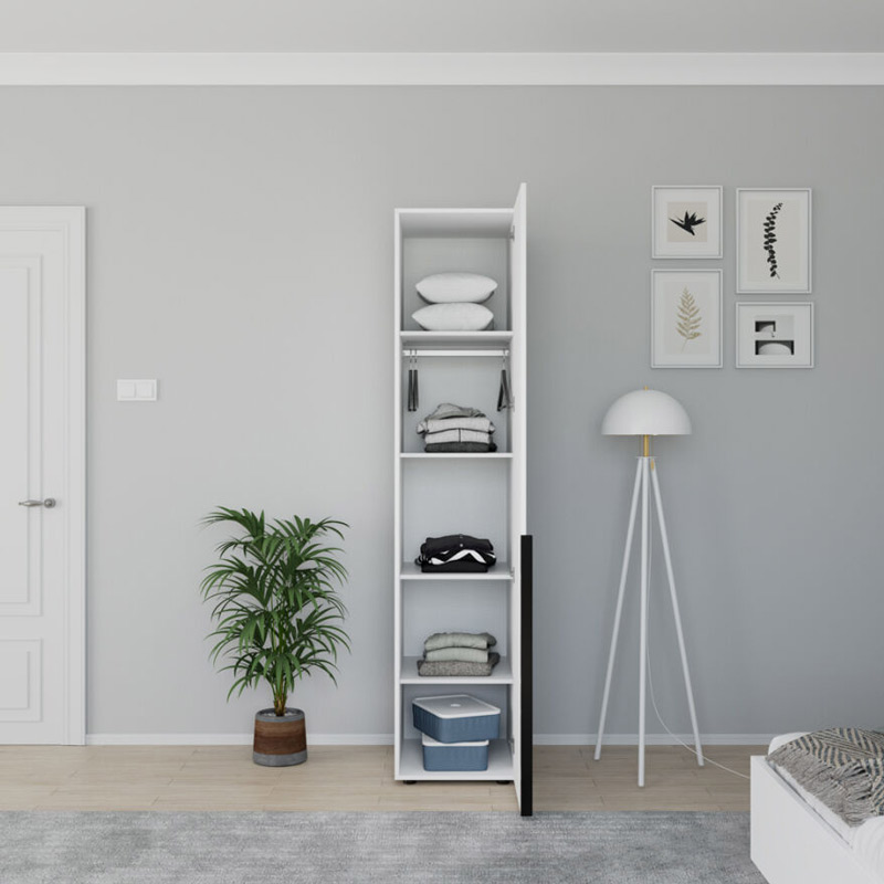 Ντουλάπα στήλη Oryana pakoworld με ράφια σε λευκή diamont απόχρωση 45x62x210εκ - Image 2