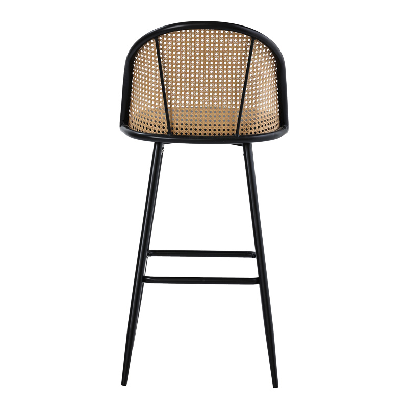 Σκαμπό μπαρ Kace pakoworld pe rattan φυσικό-ανθρακί pu-μαύρο μέταλλο 43x55x102εκ - Image 5