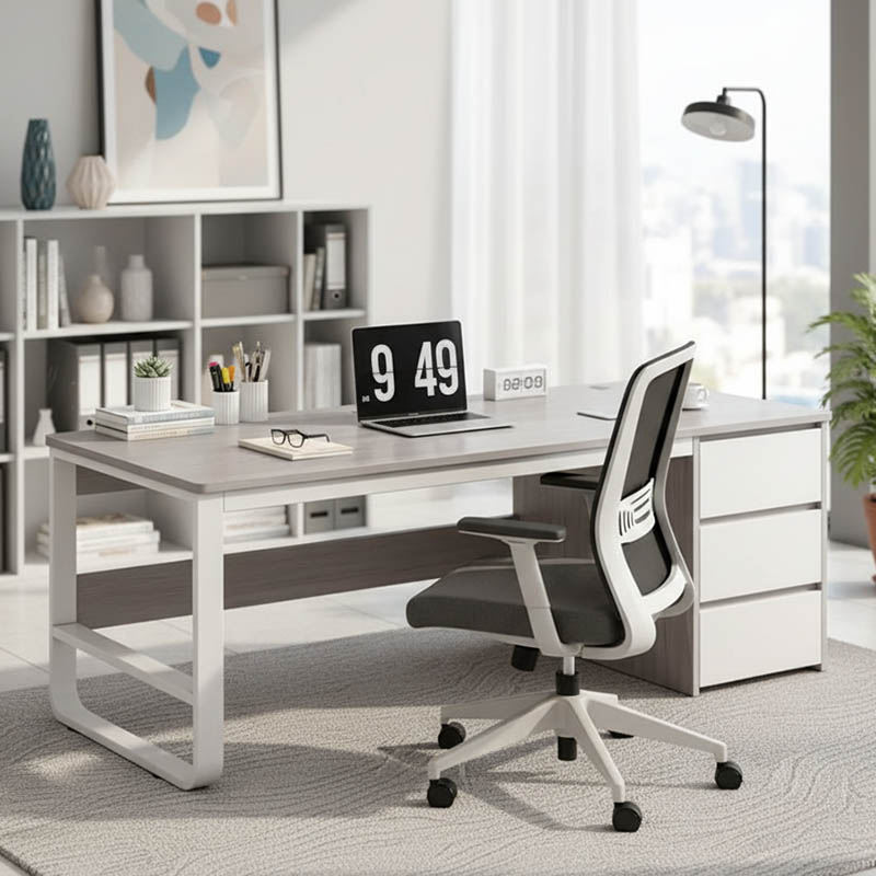 Γραφείο Salto pakoworld με συρταριέρα-MDF γκρι-λευκό 120x48x74εκ - Image 2