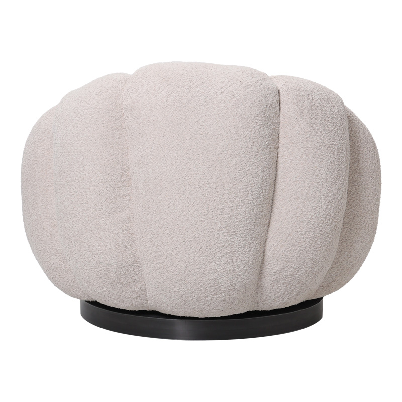 Πολυθρόνα περιστρεφόμενη με σκαμπό Nester pakoworld μπουκλέ ύφασμα σε μπεζ απόχρωση 98x97x69εκ - Image 4