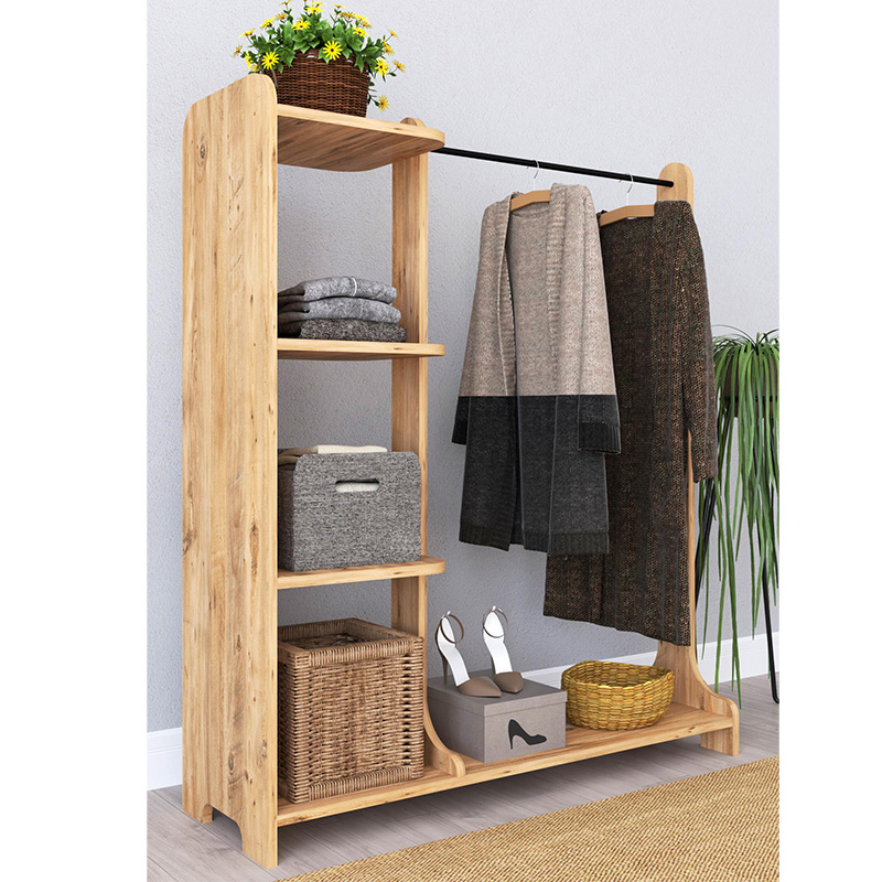 Έπιπλο εισόδου Renesme pakoworld ανοιχτό καρυδί 106x35x128εκ - Image 3