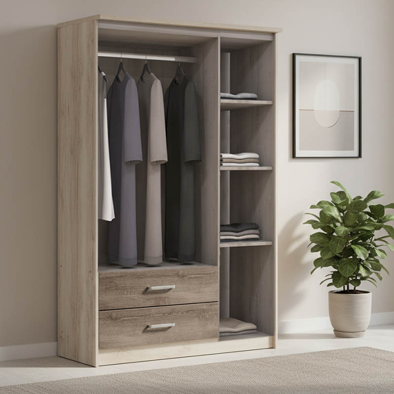 Ντουλάπα ρούχων τρίφυλλη OLYMPUS pakoworld χρώμα castillo-toro 120x57x183εκ - Image 3