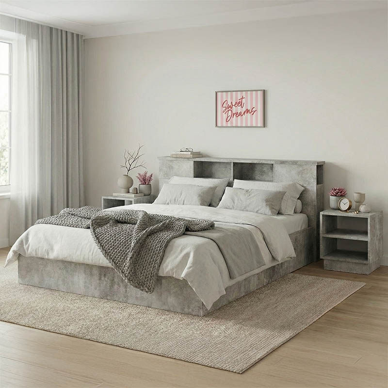 Κρεβάτι διπλό OLYMPUS pakoworld σε χρώμα antique ανθρακί 160x200εκ - Image 2