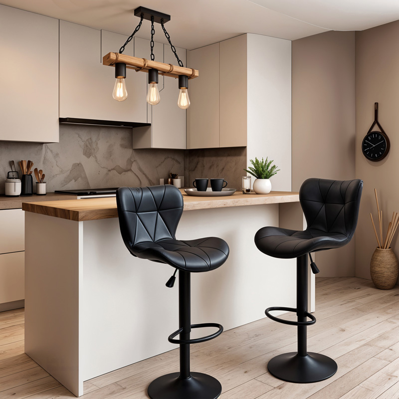 Σκαμπό μπαρ Coozy pakoworld πτυσσόμενο μεταλλικό μαύρο ματ με pu χρώμα μαύρο - Image 2