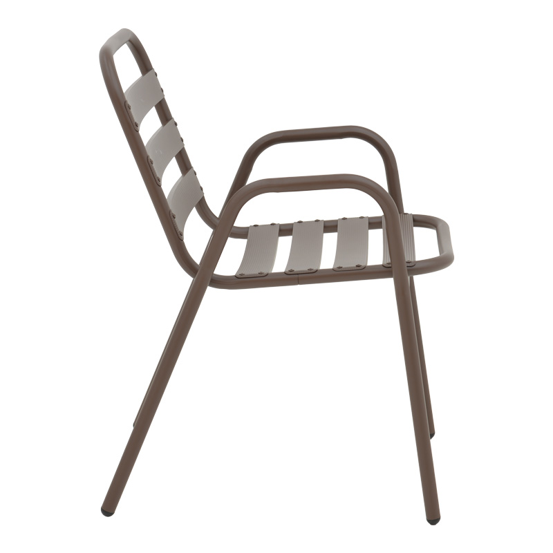 Τραπεζαρία Watson-Sussie pakoworld σετ 3τεμ μέταλλο καφέ-γυαλί 70x70x70εκ - Image 4