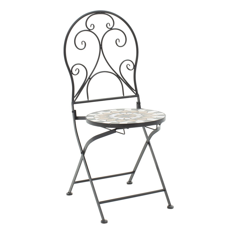 Τραπεζαρία Mosaic pakoworld σετ 3τεμ μέταλλο μαύρο - Image 3