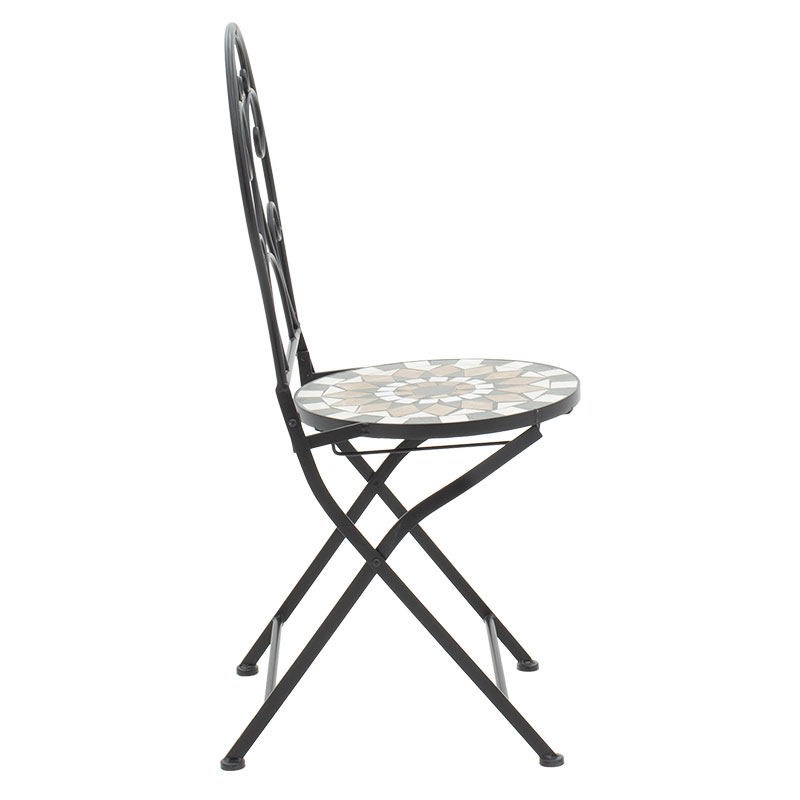 Τραπεζαρία Mosaic pakoworld σετ 3τεμ μέταλλο μαύρο - Image 5