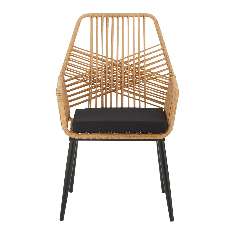 Τραπεζαρία Naoki-Tanish σετ 3 τεμ pakoworld μέταλλο μαύρο-pe φυσικό-γυαλί 80x80x78εκ - Image 3