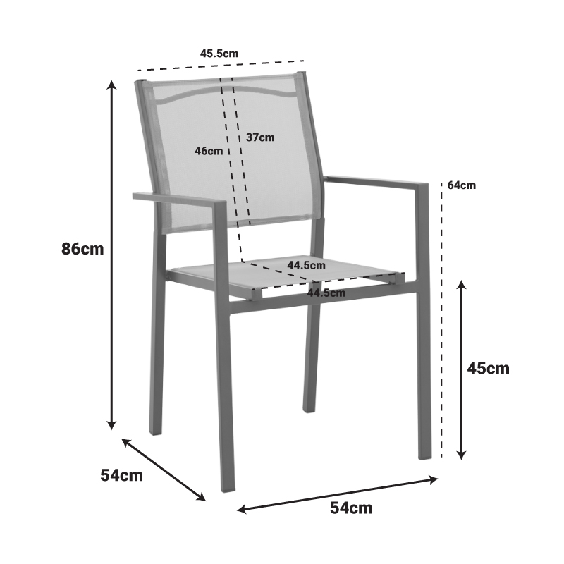 Πολυθρόνα Confidence pakoworld μαύρο μέταλλο και μαύρο textilene 54x54x86εκ - Image 2