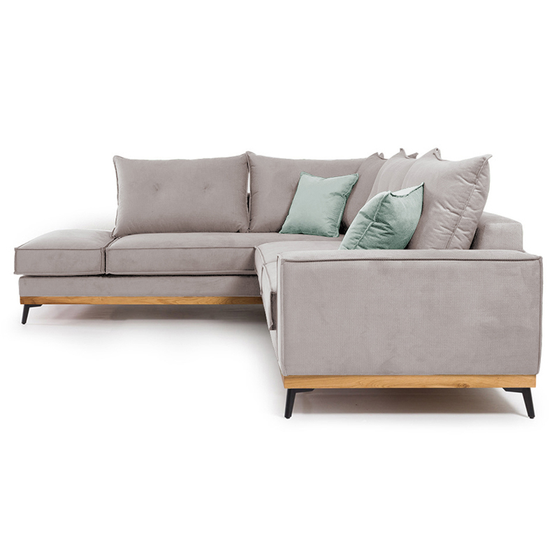 Γωνιακός καναπές δεξιά γωνία Luxury II pakoworld ύφασμα elephant-ciel 290x235x95εκ - Image 4