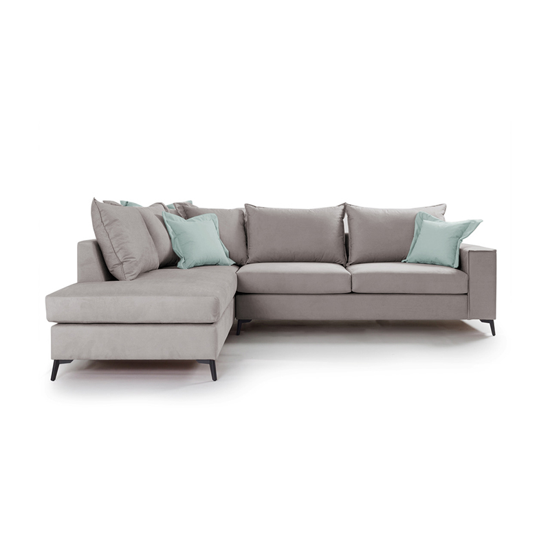 Γωνιακός καναπές δεξιά γωνία Romantic pakoworld ύφασμα elephant-ciel 290x235x95εκ - Image 3