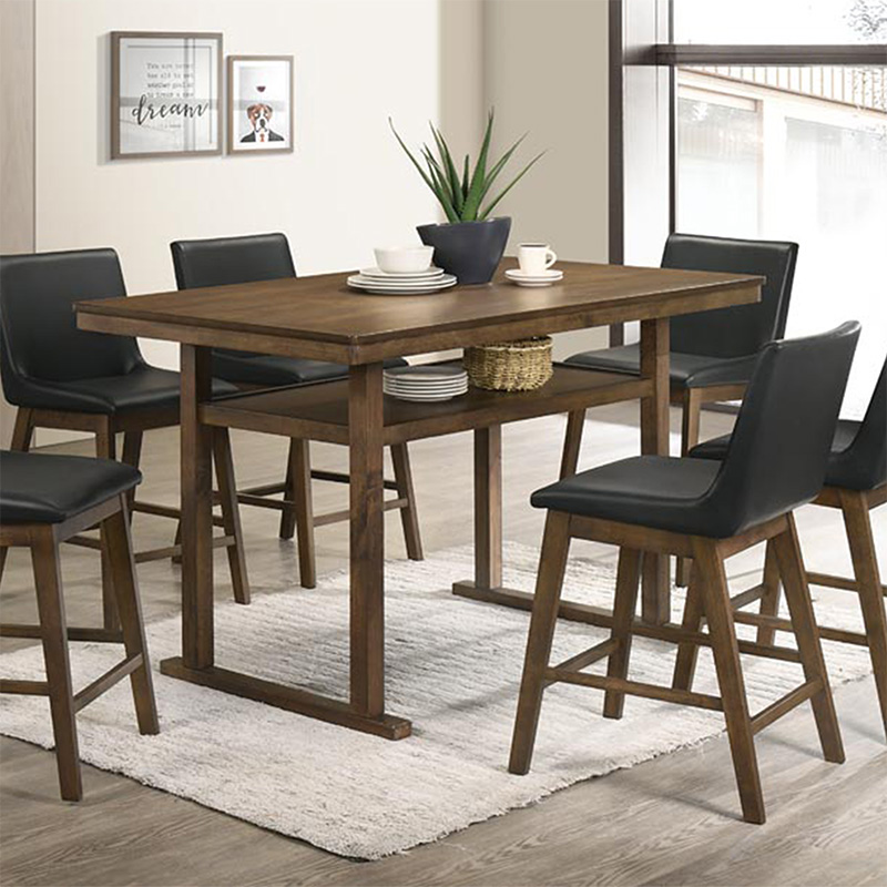 Τραπέζι μπαρ Tenor pakoworld φυσικό ξύλο rubberwood-ΜDF καρυδί 150x90x91.5εκ - Image 2