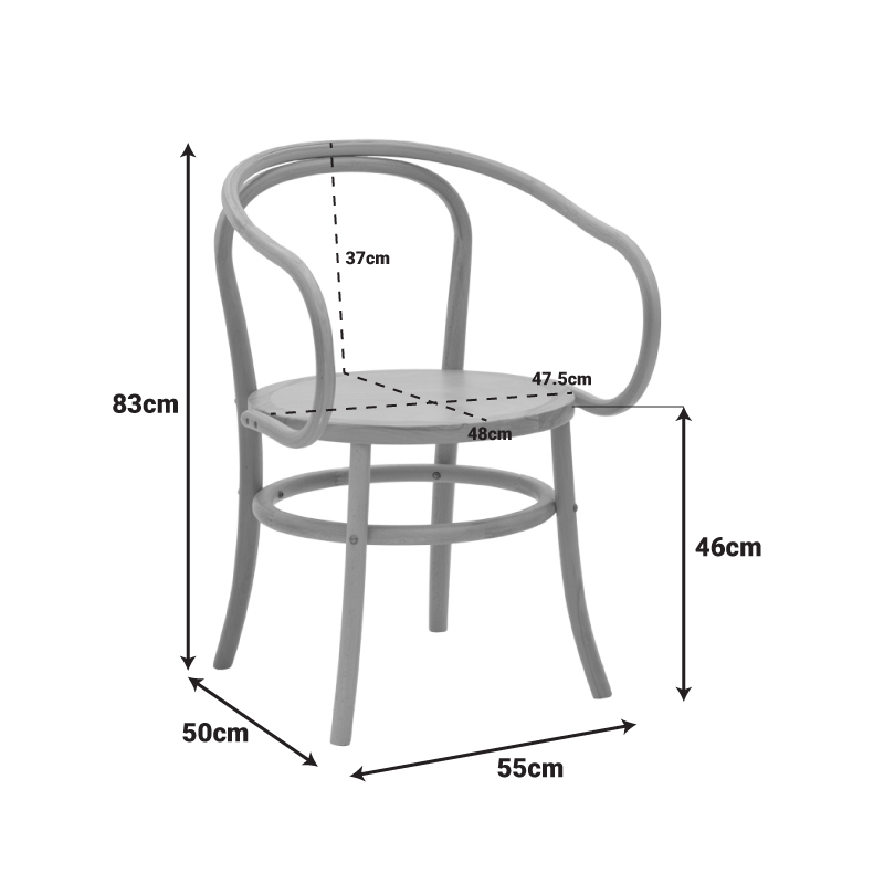 Πολυθρόνα Verfie pakoworld φυσικό ξύλο οξιάς 55x50x83εκ - Image 2