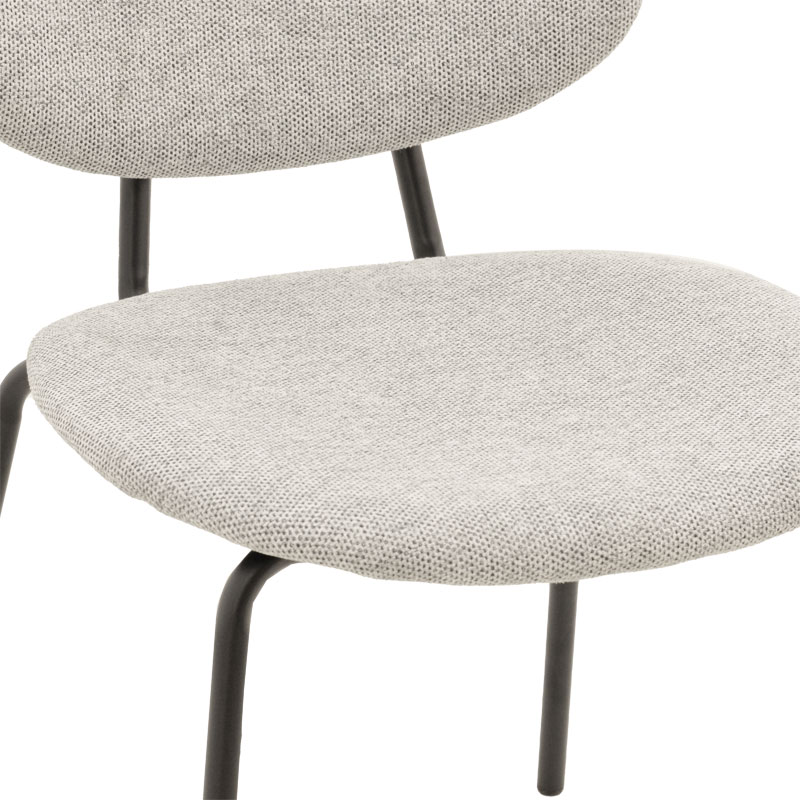 Καρέκλα Pietro pakoworld ανοιχτό γκρι ύφασμα-πόδι μαύρο μέταλλο 50x53x83εκ - Image 5