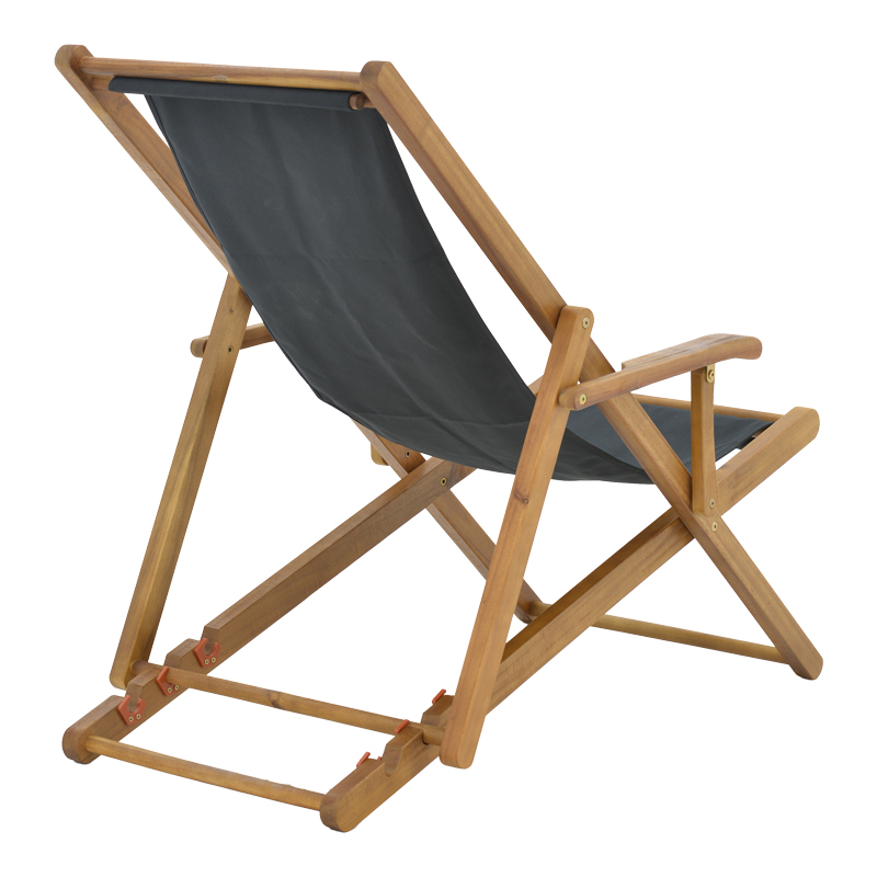 Σεζλόνγκ Xurian pakoworld ξύλο ακακίας φυσικό-πανί pvc μαύρο - Image 2