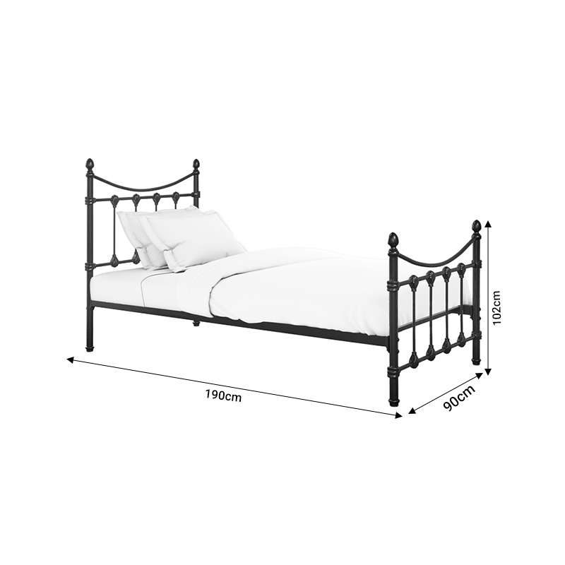 Κρεβάτι Beowulf pakoworld μαύρο μεταλλικό 90x190εκ - Image 5