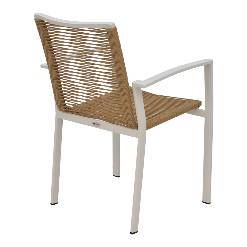 Πολυθρόνα Jonian pakoworld στοιβαζόμενη λευκό αλουμίνιο-textilene σε φυσική απόχρωση 57x63x83εκ - Image 2