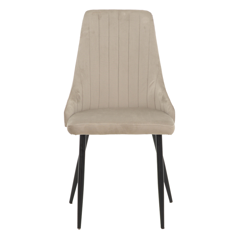 Καρέκλα Azori pakoworld γκρι-μπεζ βελούδο-πόδι μαύρο μέταλλο 49x55x85εκ - Image 4