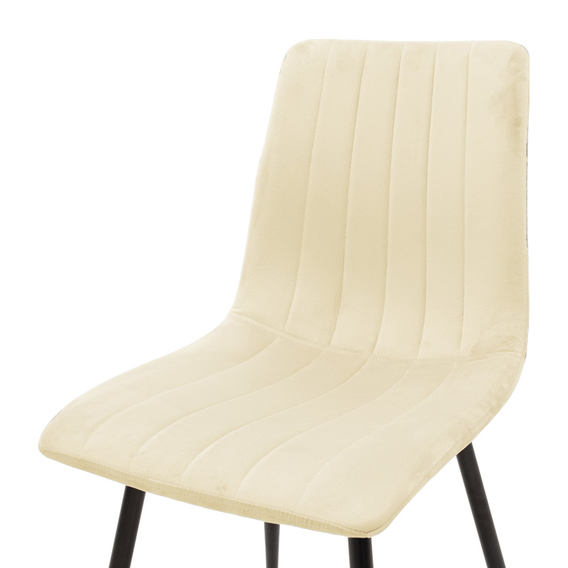 Καρέκλα Noor pakoworld μπεζ ύφασμα με πόδι μετάλλου σε μαύρη απόχρωση 44x53x86εκ - Image 5