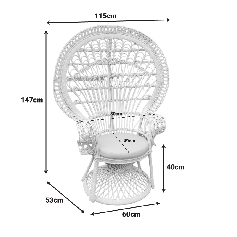 Πολυθρόνα Dorothy Inart με λευκό μαξιλάρι-λευκό rattan 115x53x147εκ - Image 2