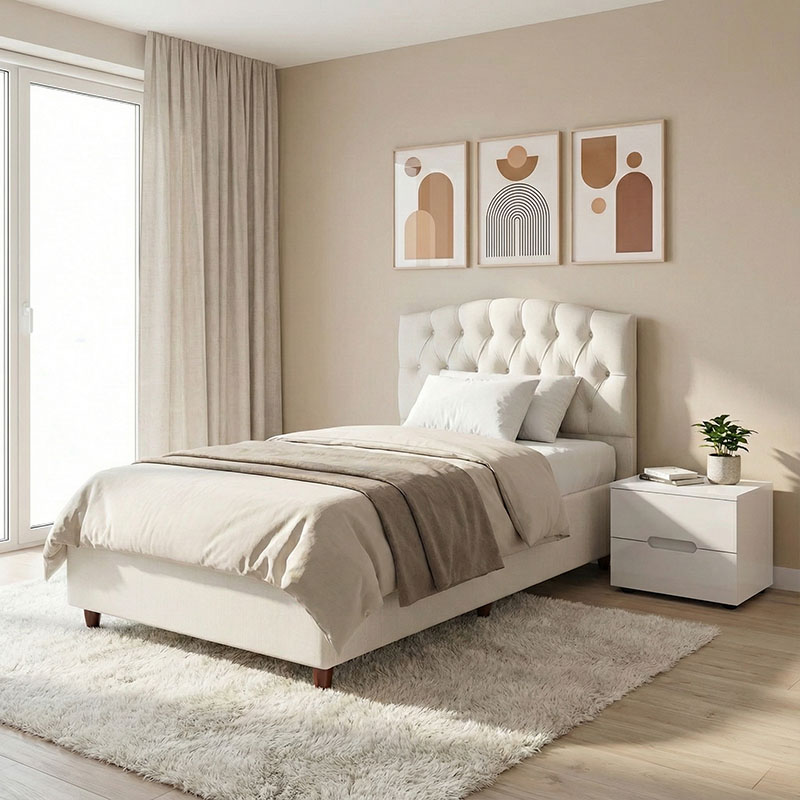 Κρεβάτι Lanse pakoworld μονό με αποθηκευτικό χώρο κρεμ 120x200εκ - Image 2