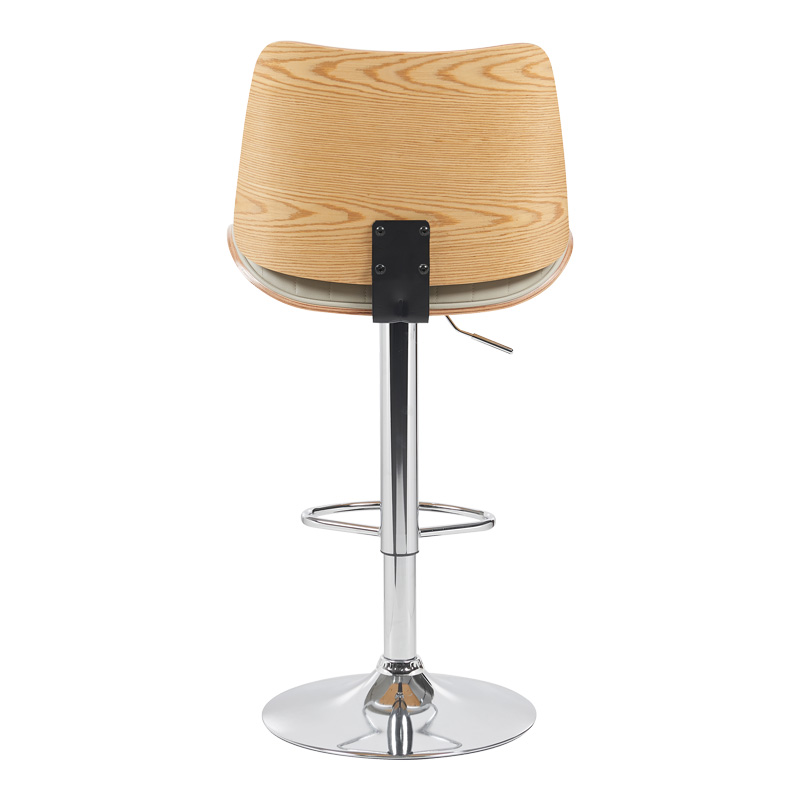 Σκαμπό μπαρ Amani pakoworld περιστρεφόμενο μπεζ pu-βάση χρωμίου 50.5x54x87.5-107.5εκ - Image 5