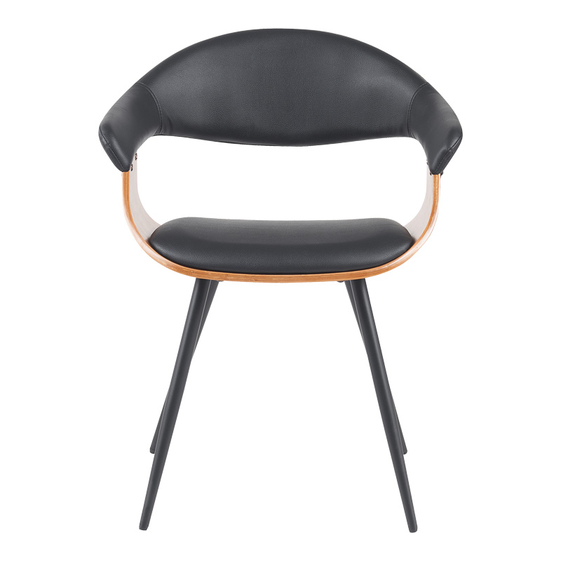 Πολυθρόνα Austen pakoworld PU μαύρο-ξύλο καρυδί-μέταλλο μαύρο 58x55x77εκ - Image 4