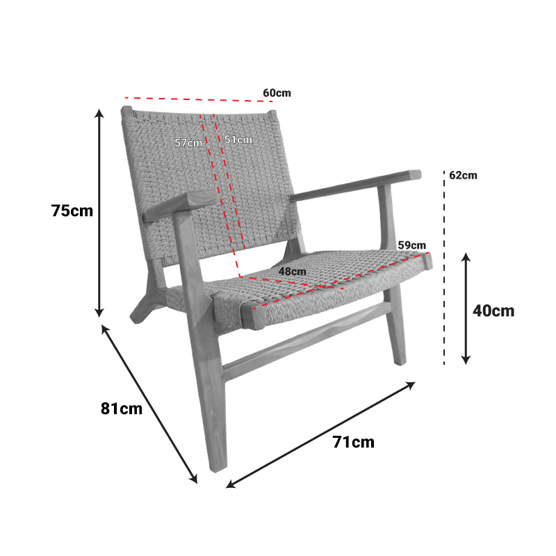 Πολυθρόνα Crosy pakoworld teak ξύλο σε φυσική απόχρωση 71x81x75εκ - Image 2