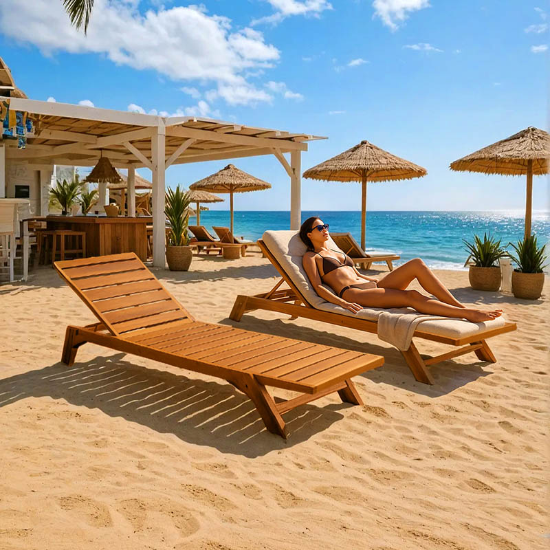 Ξαπλώστρα Melop pakoworld teak ξύλο σε φυσική απόχρωση 200x70x35εκ - Image 2