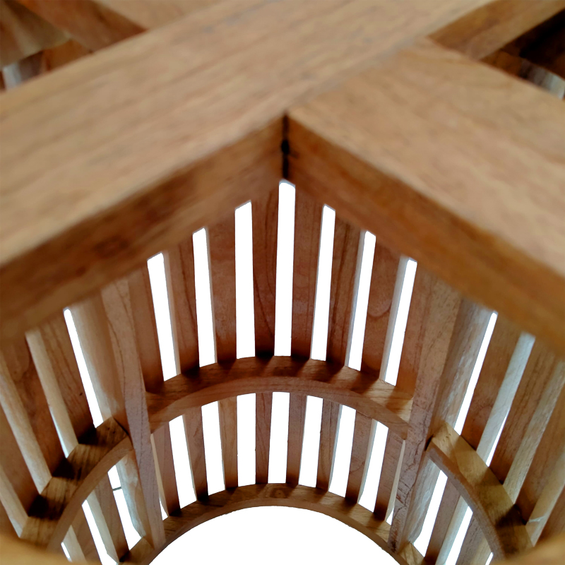 Βάση τραπεζιού μπαρ εσωτερικού χώρου Galy pakoworld mindi ξύλο σε φυσική απόχρωση Φ60x90εκ - Image 5