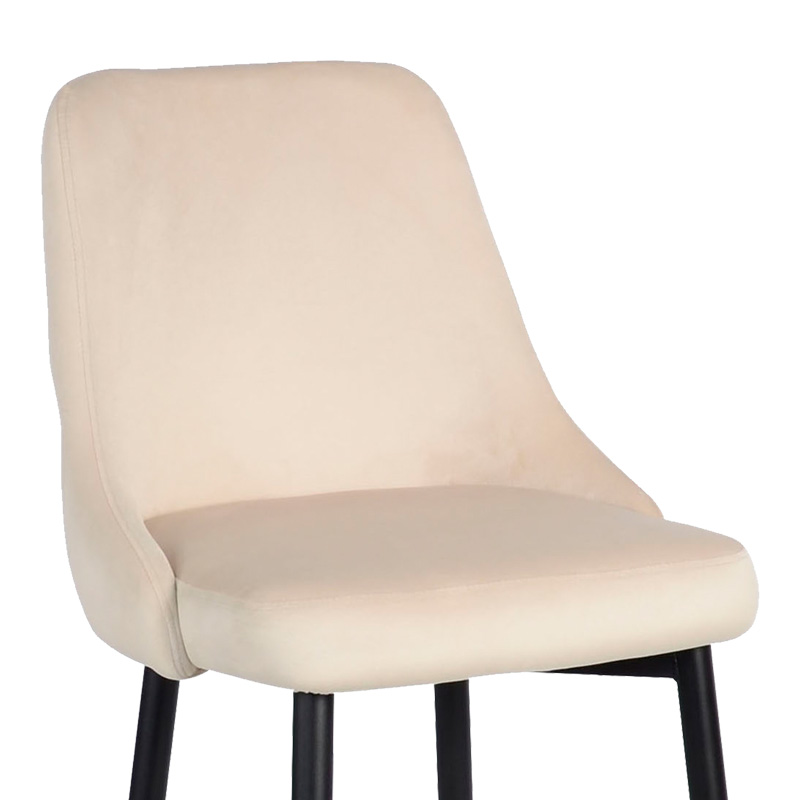 Σκαμπό μπαρ Zedna pakoworld μπεζ βελούδο με μαύρα μεταλλικά πόδια 52x57x111εκ - Image 5