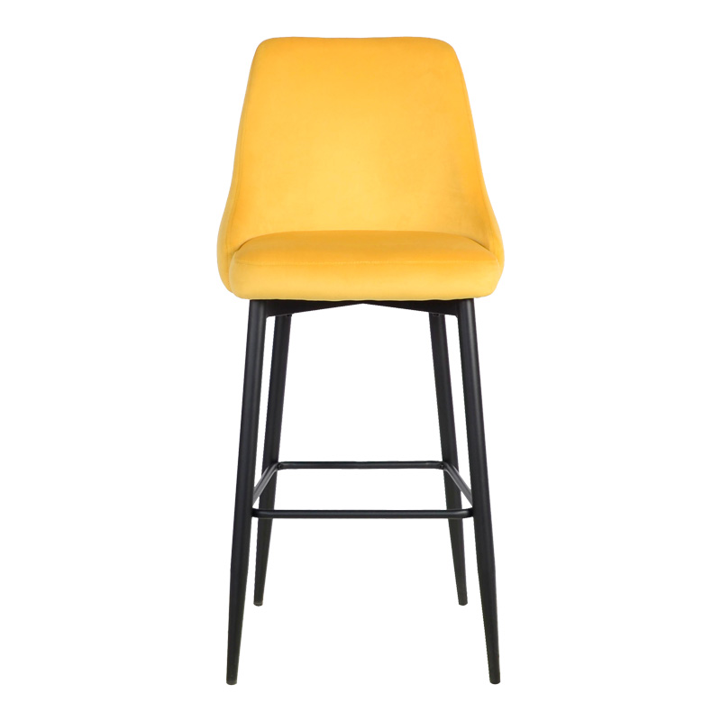 Σκαμπό μπαρ Zedna pakoworld κίτρινο βελούδο με μαύρα μεταλλικά πόδια 52x57x111εκ - Image 4