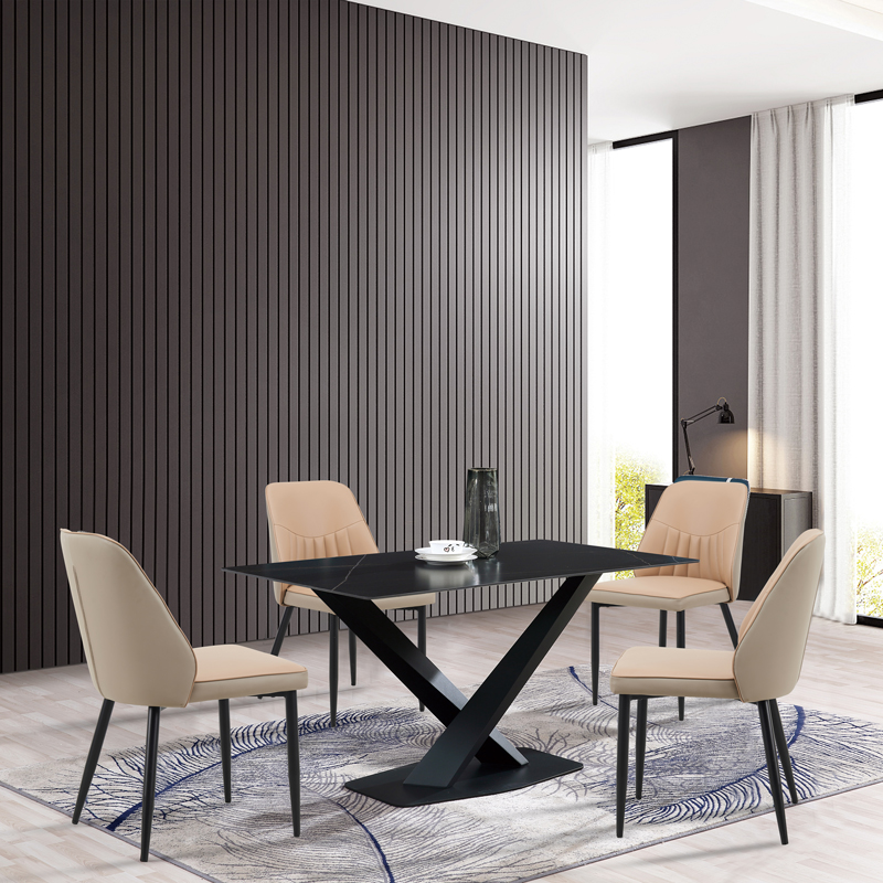 Καρέκλα Onyer pakoworld καφέ-γκρι pu με πόδι μαύρο μέταλλο 48x60x83εκ - Image 2