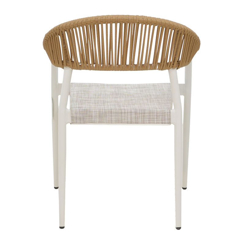 Πολυθρόνα αλουμινίου Elation pakoworld στοιβαζόμενη λευκός σκελετός-textilene γκρι και rattan σε φυσική απόχρωση 56x52x76εκ - Image 5