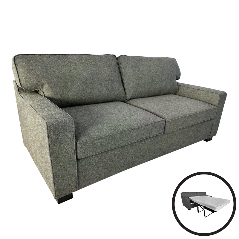 Καναπές-κρεβάτι διθέσιος με αναδιπλούμενο στρώμα Polaris pakoworld χακί ύφασμα181x91x83εκ