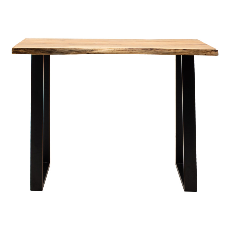 Τραπέζι μπαρ Miles pakoworld μασίφ ξύλο ακακίας 3.7-4εκ σε φυσική απόχρωση με μαύρα μεταλλικά πόδια 120x53x97εκ - Image 3