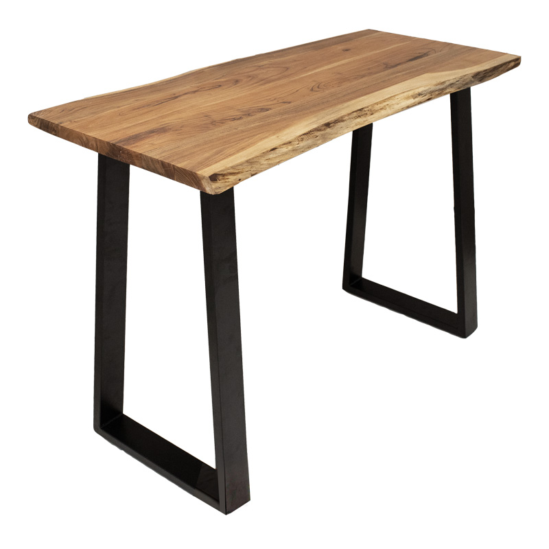 Τραπέζι μπαρ Miles pakoworld μασίφ ξύλο ακακίας 3.7-4εκ σε φυσική απόχρωση με μαύρα μεταλλικά πόδια 120x53x97εκ - Image 4