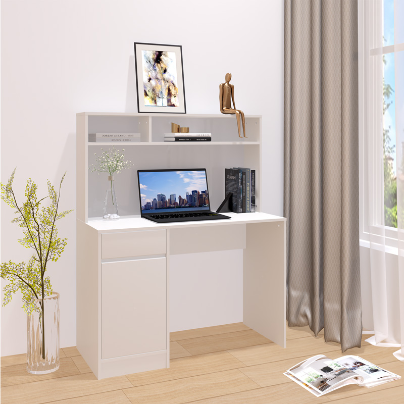 Γραφείο εργασίας Secreta pakoworld με ράφι σε λευκή απόχρωση 110x50x135εκ - Image 2