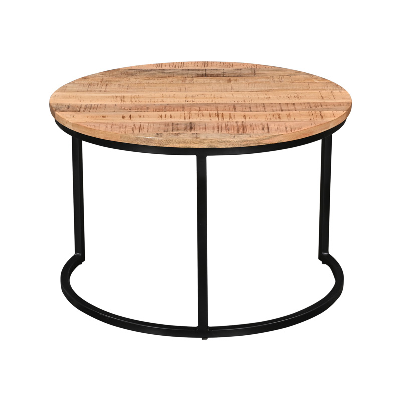 Τραπέζι σαλονιού Frina pakoworld σετ 3τεμ μασίφ mango ξύλο σε φυσική απόχρωση με πόδι μαύρο μέταλλο - Image 5