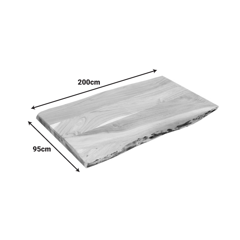 Επιφάνεια τραπεζιού Pozier pakoworld μασίφ ξύλο ακακίας σε φυσική απόχρωση 200x95x4εκ - Image 2