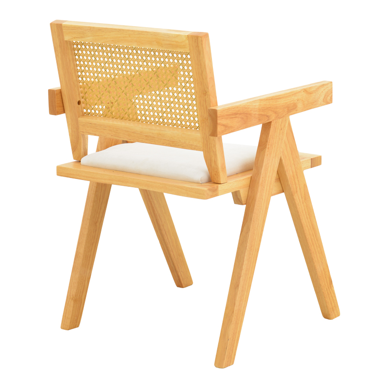 Πολυθρόνα Winslow pakoworld rubberwood σε φυσική απόχρωση-ύφασμα λευκό 51x54x80εκ - Image 3