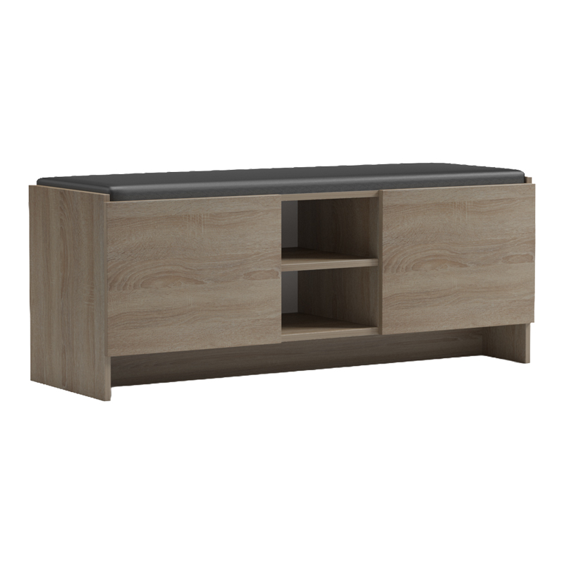 Παπουτσοθήκη-σκαμπό Zulla pakoworld sonoma-μαύρο 110x37x43εκ - Image 3