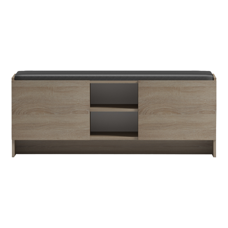 Παπουτσοθήκη-σκαμπό Zulla pakoworld sonoma-μαύρο 110x37x43εκ - Image 4