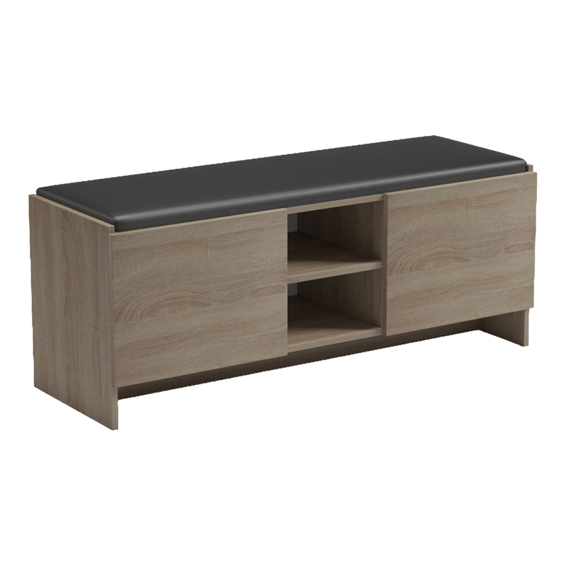 Παπουτσοθήκη-σκαμπό Zulla pakoworld sonoma-μαύρο 110x37x43εκ - Image 5